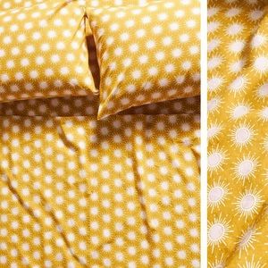 Anthropologie Organic Percale Printed Queen Sheet Set in “Sun”